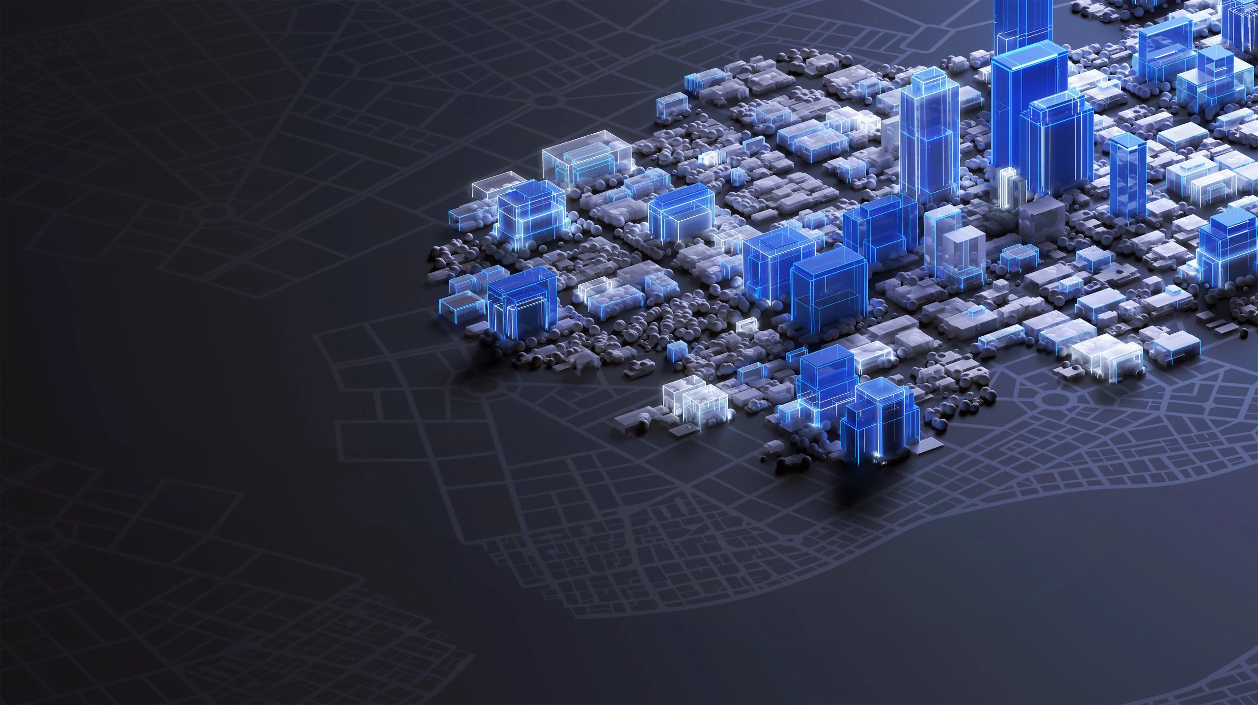 Abstract smart city and cloud infrastructure visualization