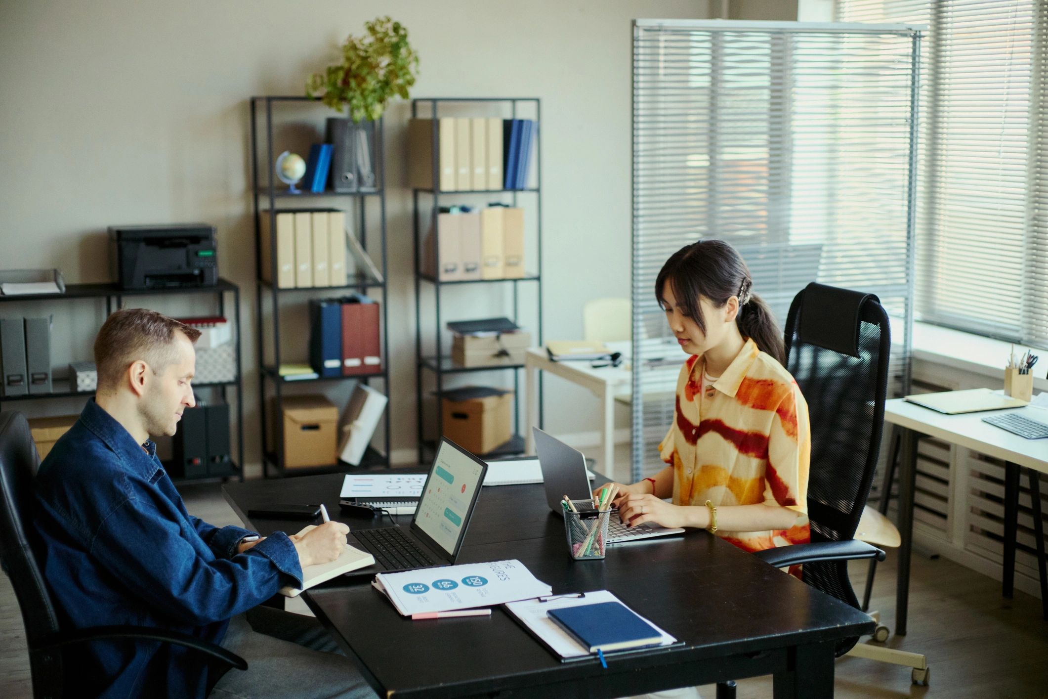 Business team planning a technology project in a modern office